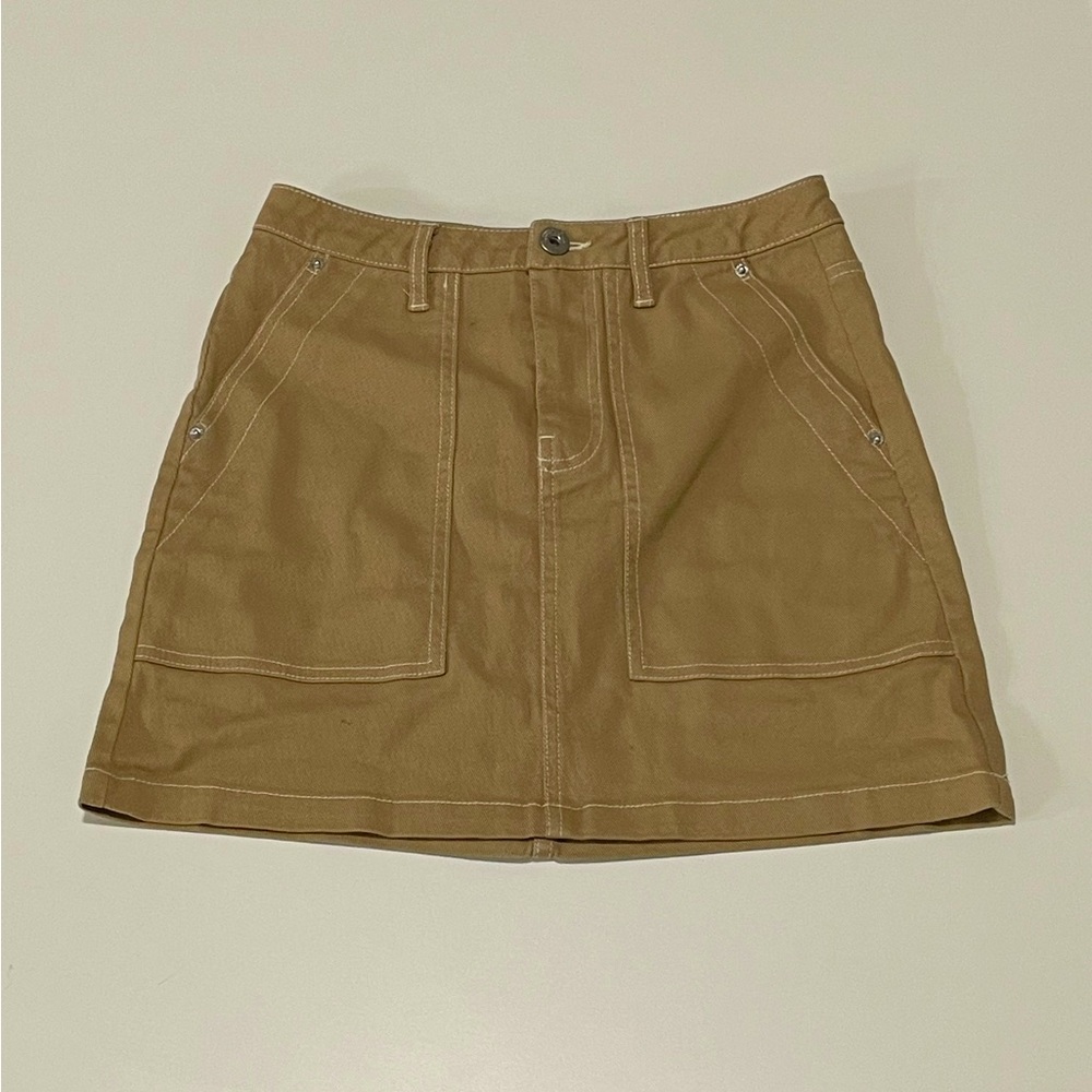 H&M tan mini jean skirt